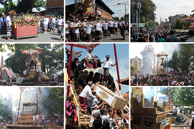 Escenas del ritual y celebración de un funeral real balinés